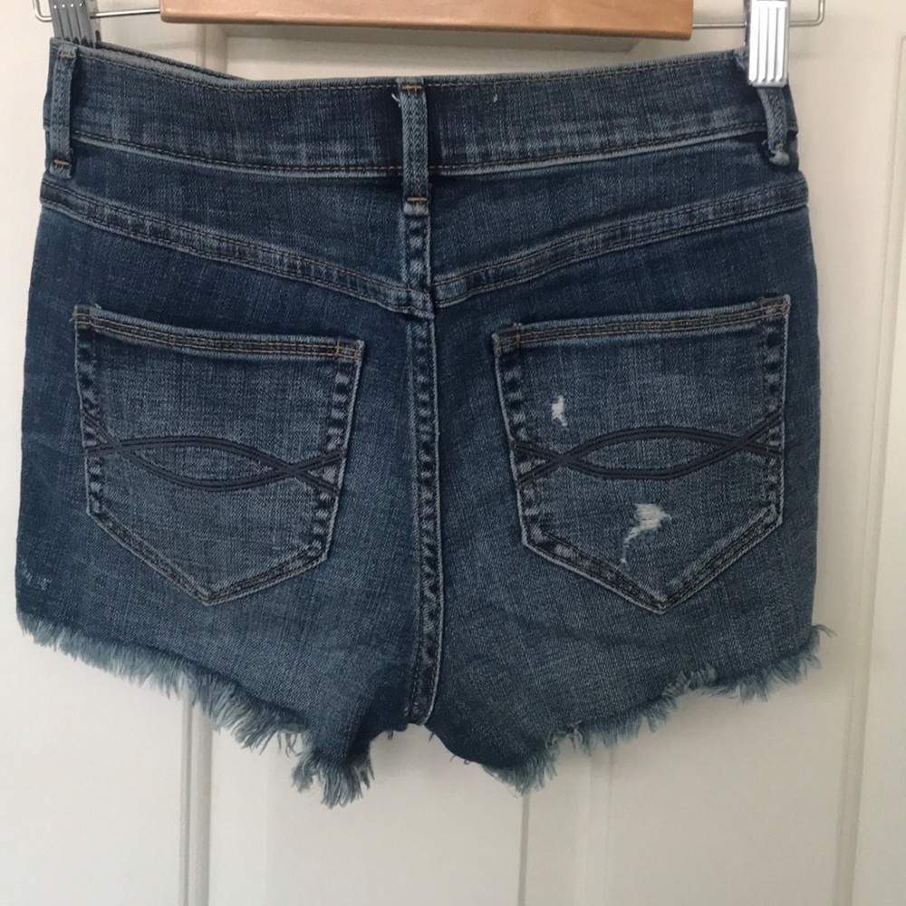 A&F dark wash ripped high waist denim shorts - Picture 2 of 2